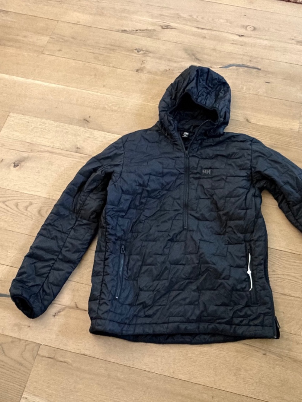 NWOT Helly Hansen puffer 1/2 zip pullover black hooded Lifaloft Jacket Men's M
